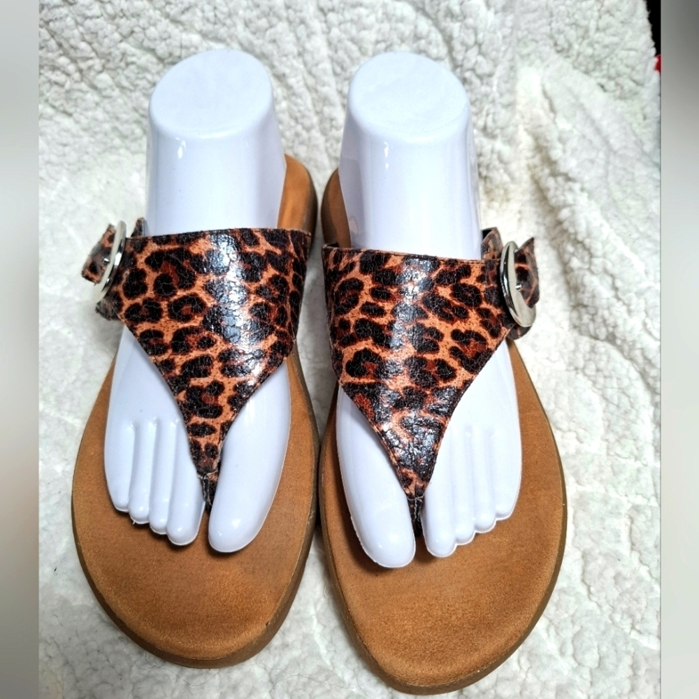 A2 by Aerosoles Wipline Flip Flop Sandals Animal Print Thong Womens Size 10W